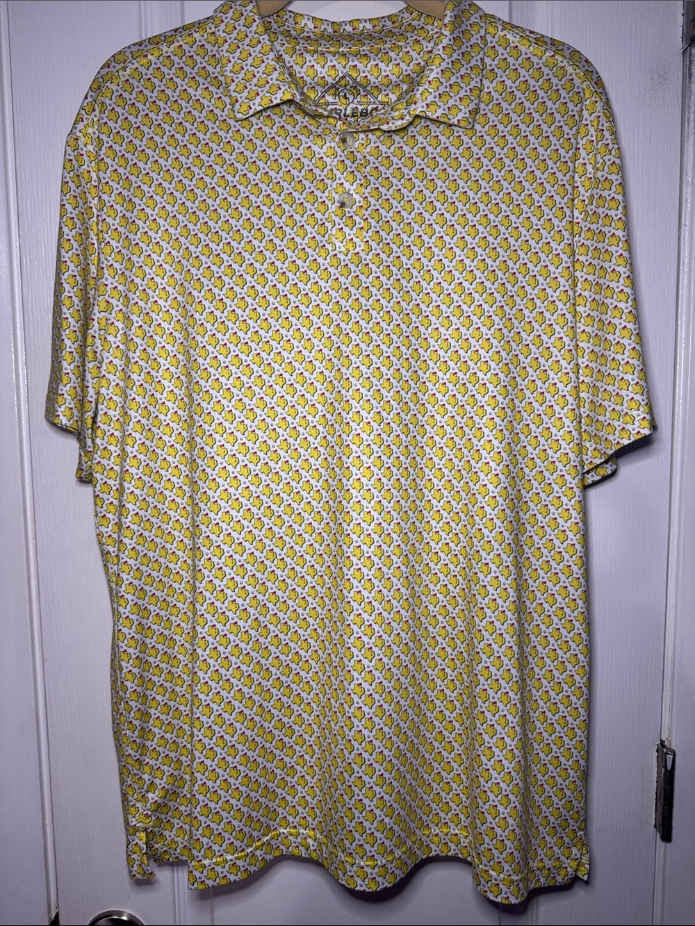 BURLEBO Yellow Geometric Print Short-Sleeve Polo